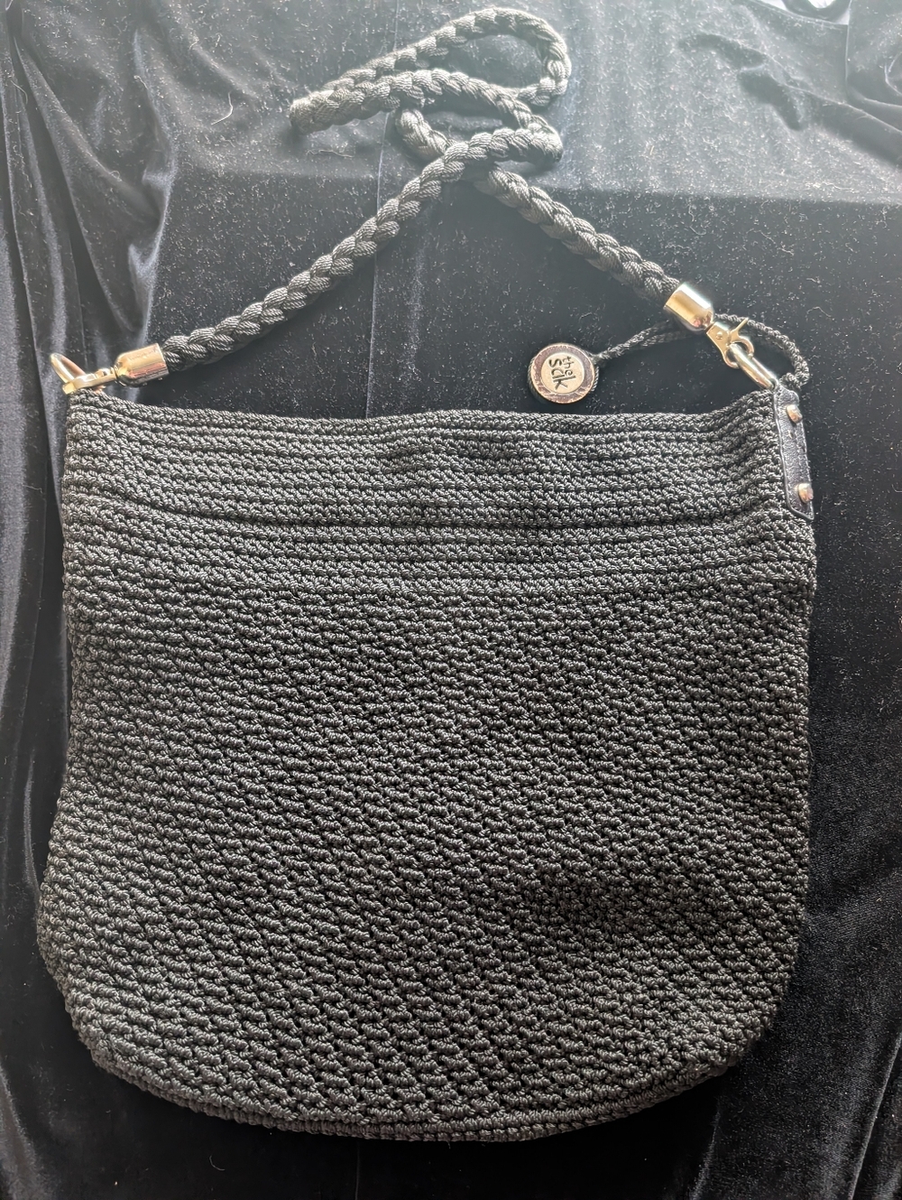 The Sak Black Woven Shoulder Bag with Braided Strap